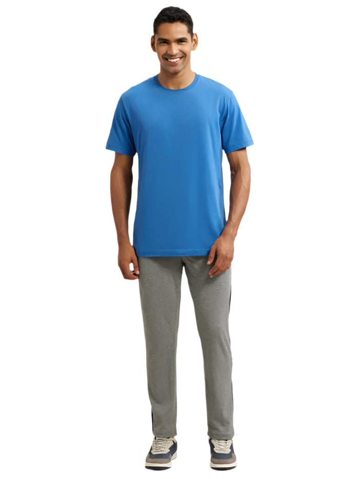 Men&#39;s Super Combed Cotton Rich Straight Fit Grey Melange &amp; Black Trackpant