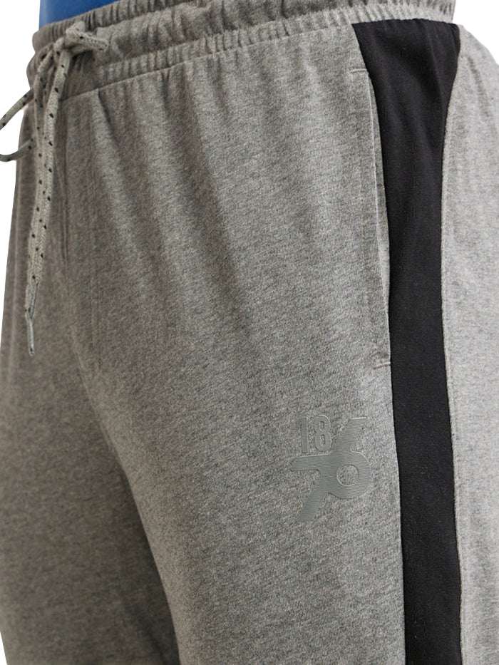 Men&#39;s Super Combed Cotton Rich Straight Fit Grey Melange &amp; Black Trackpant