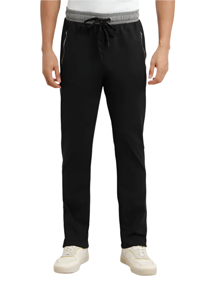Men's Super Combed Cotton Rich Black & Grey Melange Slim Fit Trackpant