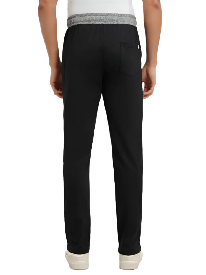 Men&#39;s Super Combed Cotton Rich Black &amp; Grey Melange Slim Fit Trackpant