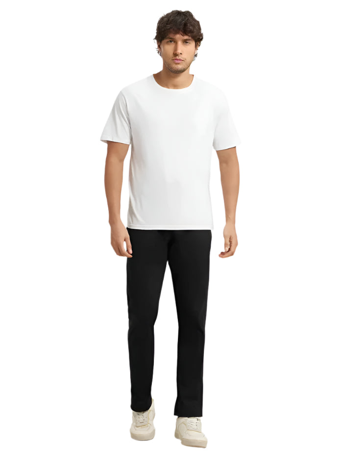 Men&#39;s Super Combed Cotton Rich Black &amp; Grey Melange Slim Fit Trackpant