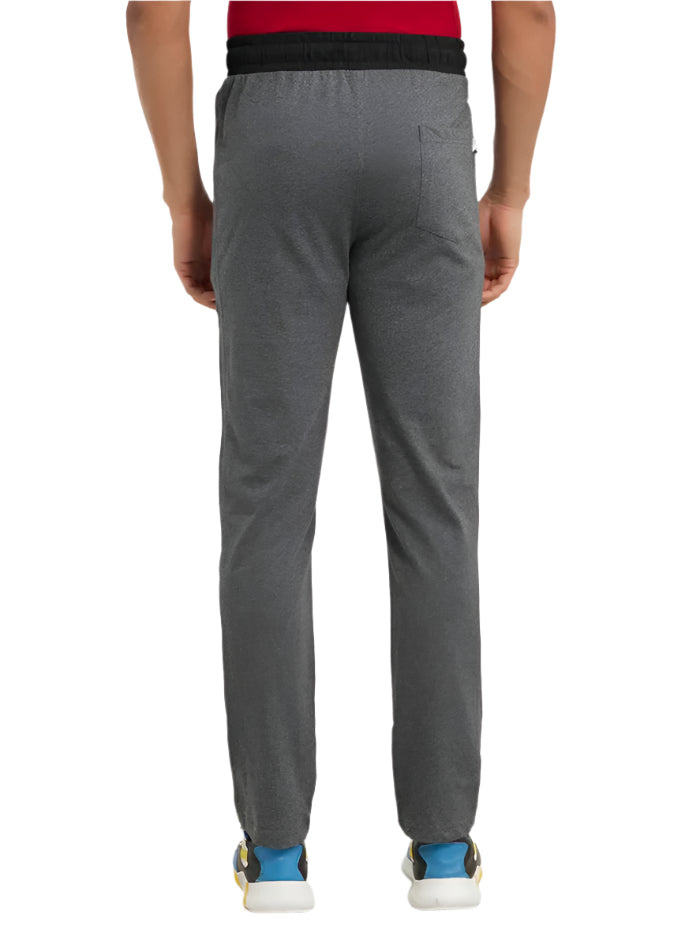 Men&#39;s Super Combed Cotton Rich Charcoal Melange &amp; Black Slim Fit Trackpant