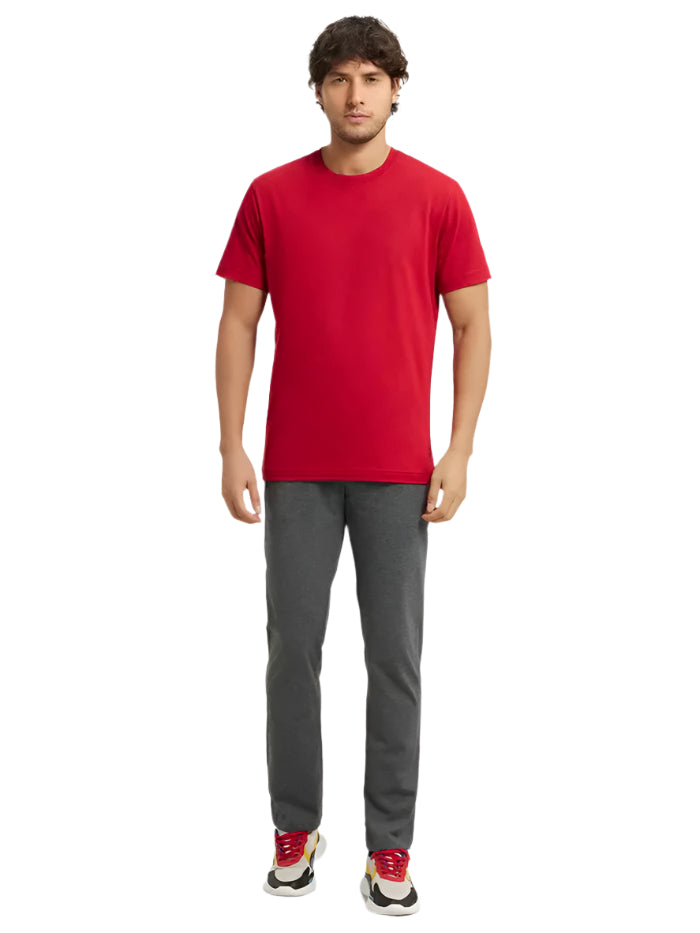 Men&#39;s Super Combed Cotton Rich Charcoal Melange &amp; Black Slim Fit Trackpant