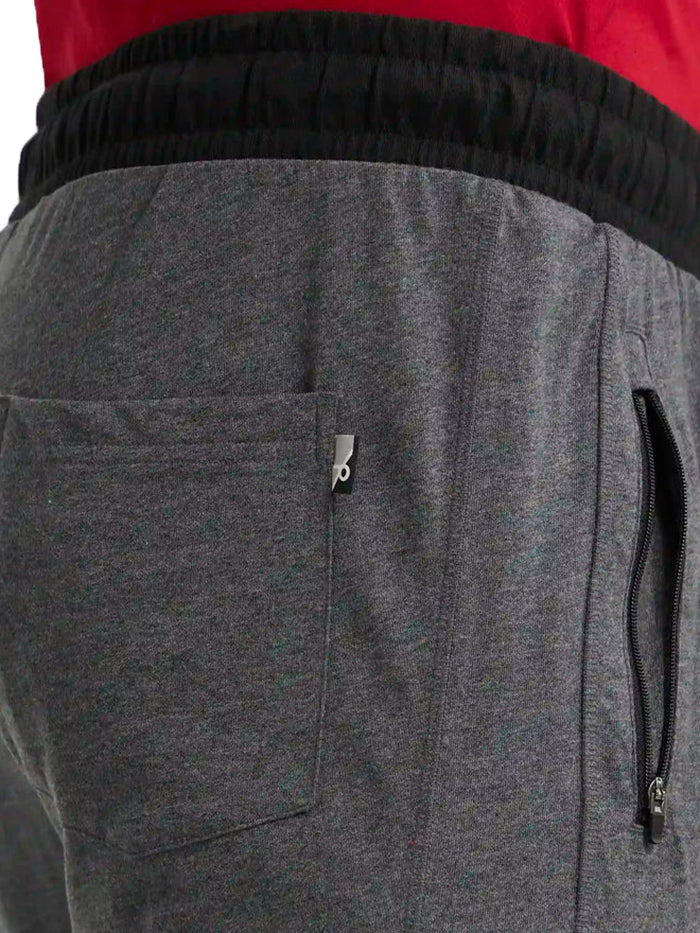 Men&#39;s Super Combed Cotton Rich Charcoal Melange &amp; Black Slim Fit Trackpant