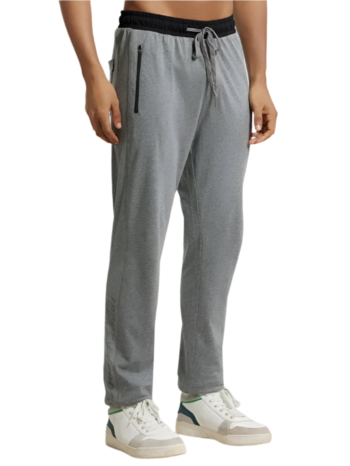 Men's Super Combed Cotton Rich Grey Melange & Black Slim Fit Trackpant