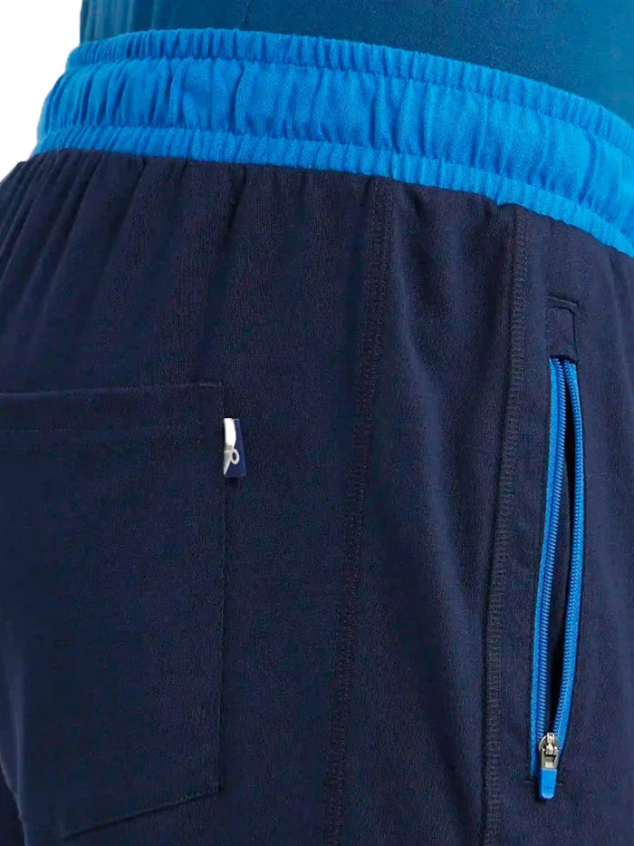 Men&#39;s Super Combed Cotton Rich Navy &amp; Neon Blue Slim Fit Trackpant