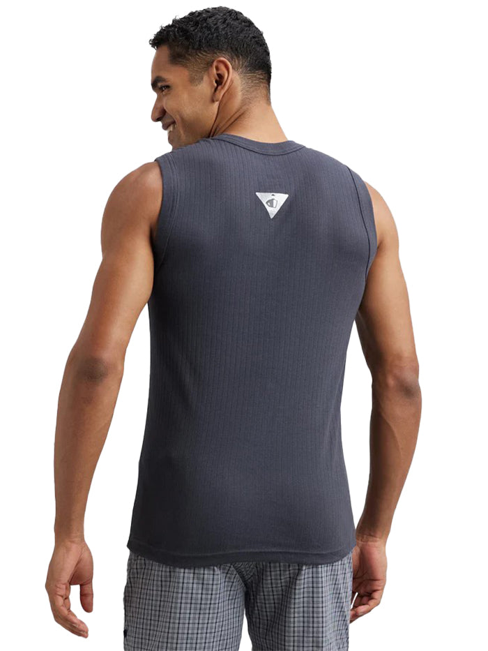 Men&#39;s Super Combed Cotton Rib Solid Round Neck Graphite Muscle Vest