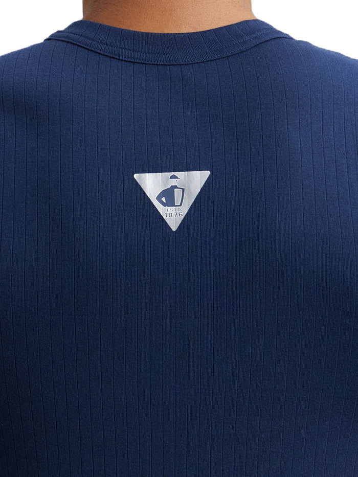 Men&#39;s Super Combed Cotton Rib Solid Round Neck Muscle Navy Vest