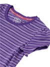 Girl&#39;s Super Combed Cotton Elastane Stretch Rib Striped Short Sleeve Royal Purple &amp; Paisley Purple T-Shirt