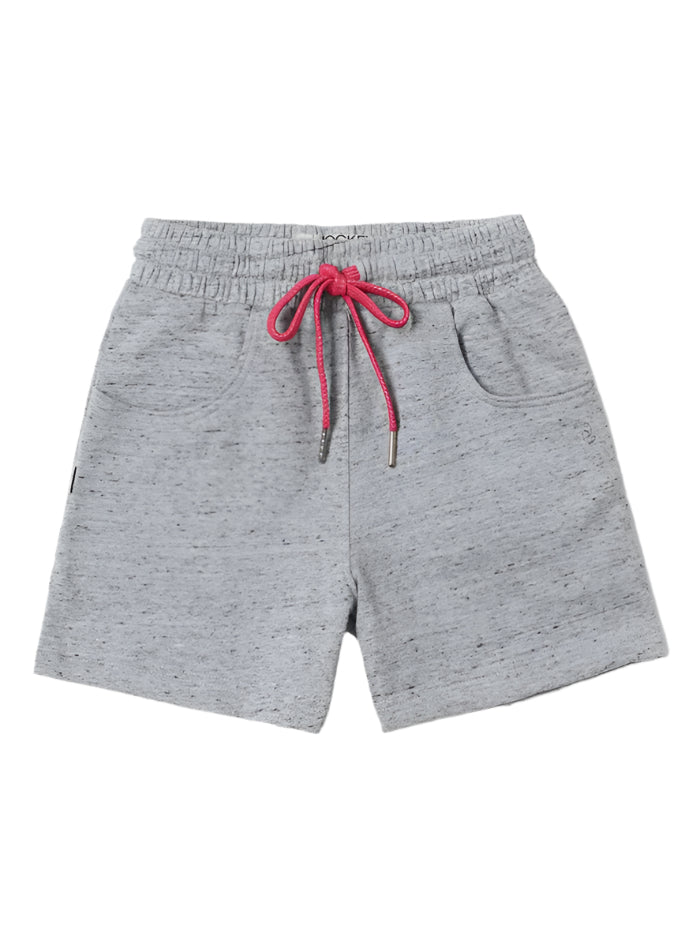 Girl's Super Combed Cotton French Terry Solid Grey Snow Melange Shorts