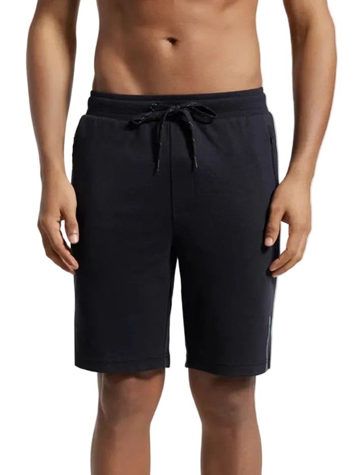 Super Combed Cotton Rich Straight Fit Shorts with Zipper Pockets - Black