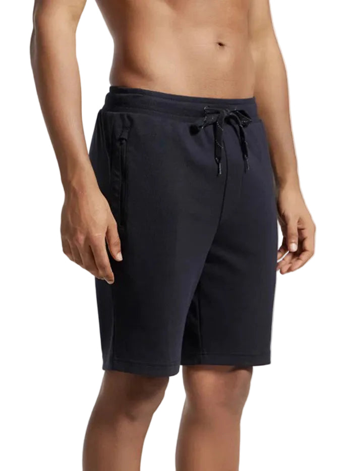 Super Combed Cotton Rich Straight Fit Shorts with Zipper Pockets - Black