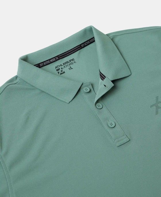 Men's Microfiber Fabric Solid Half Sleeve Polo T-Shirt - Green