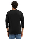 Men&#39;s Super Combed Cotton Rich Solid Round Neck Full Sleeve Black T-Shirt