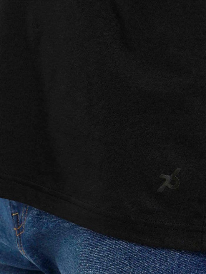 Men&#39;s Super Combed Cotton Rich Solid Round Neck Full Sleeve Black T-Shirt