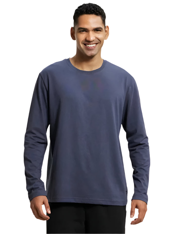 Men's Super Combed Cotton Rich Solid Round Neck Full Sleeve Odyssey grey T-Shirt