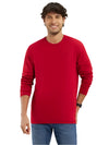 Men&#39;s Super Combed Cotton Rich Solid Round Neck Full Sleeve Shanghai Red T-Shirt