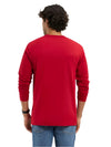 Men&#39;s Super Combed Cotton Rich Solid Round Neck Full Sleeve Shanghai Red T-Shirt