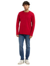 Men&#39;s Super Combed Cotton Rich Solid Round Neck Full Sleeve Shanghai Red T-Shirt