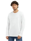 Men&#39;s Super Combed Cotton Rich Solid Round Neck Full Sleeve White T-Shirt