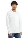 Men&#39;s Super Combed Cotton Rich Solid Round Neck Full Sleeve White T-Shirt