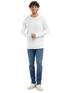 Men&#39;s Super Combed Cotton Rich Solid Round Neck Full Sleeve White T-Shirt