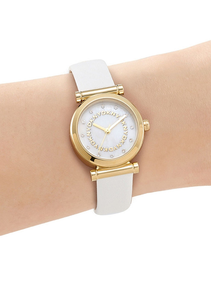 DKNY DK1L090L0025 LADIES WHITE LEATHER WATCH