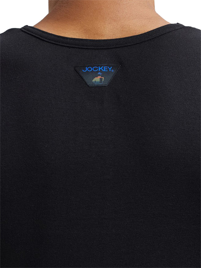 Men&#39;s Super Combed Cotton Rib Round Neck Sleeveless Black &amp; Neon Blue Vest