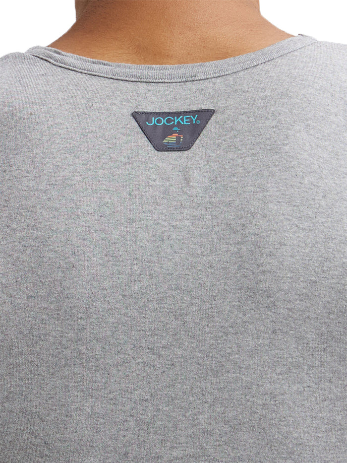 Men&#39;s Super Combed Cotton Rib Round Neck Sleeveless Grey Melange &amp; Teal Green Vest