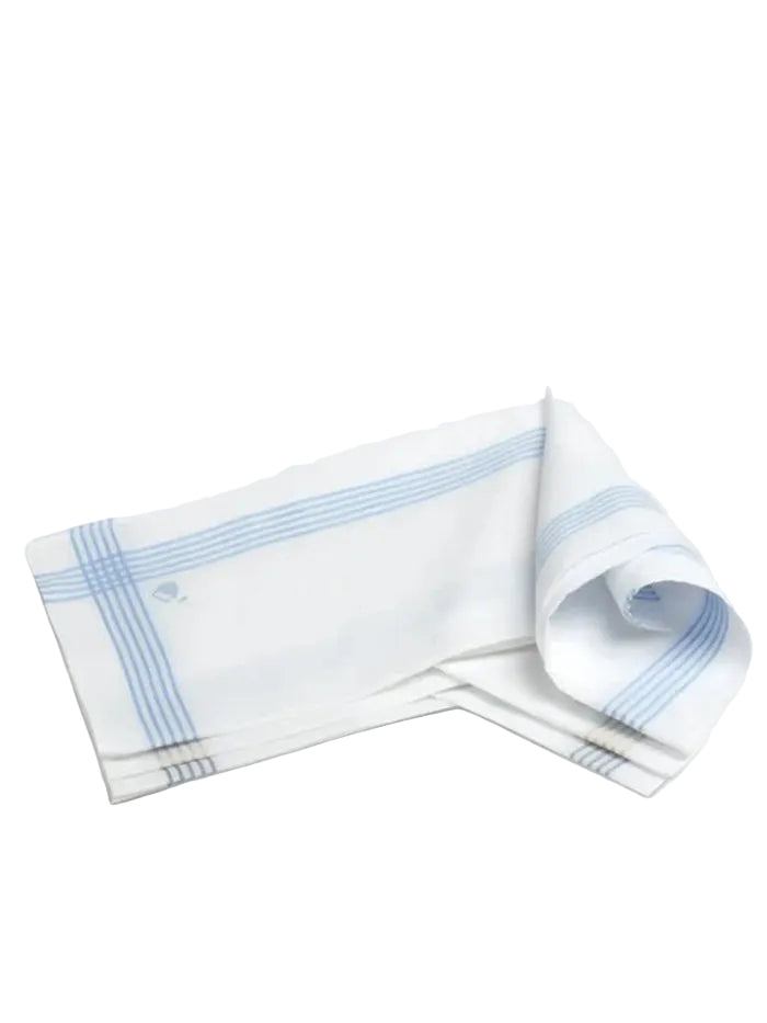 Super Combed Cotton Striped Border Handkerchief with Stay Fresh Properties - White