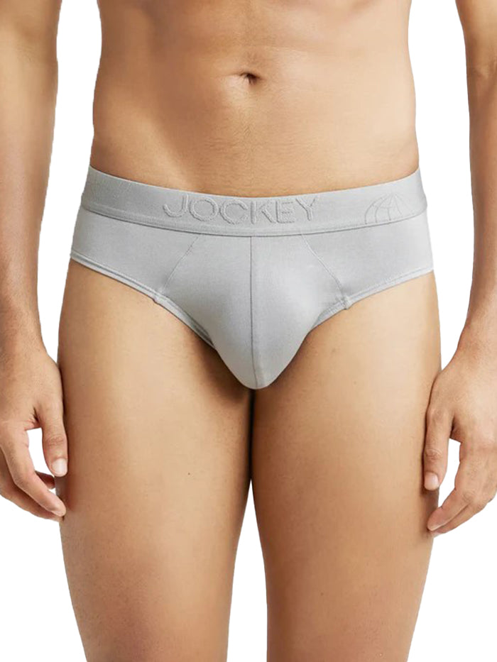 Men's Tencel Micro Modal Cotton Elastane Stretch Solid Bright Light Grey Brief