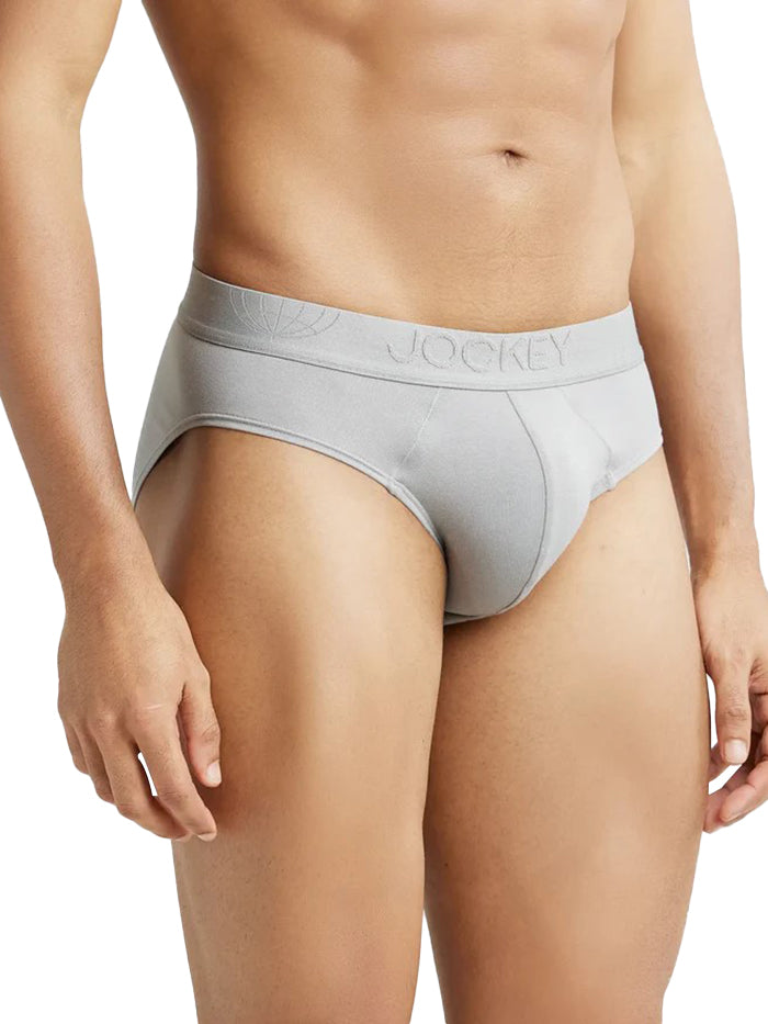 Men's Tencel Micro Modal Cotton Elastane Stretch Solid Bright Light Grey Brief