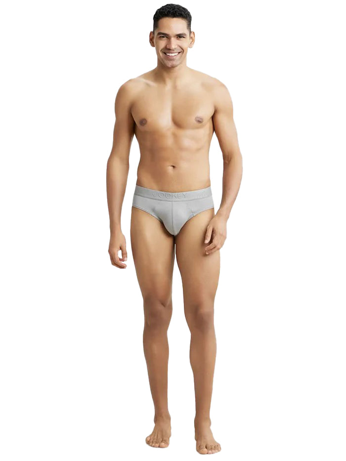 Men&#39;s Tencel Micro Modal Cotton Elastane Stretch Solid Bright Light Grey Brief