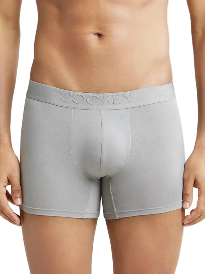 Tencel Micro Modal Cotton Elastane Stretch Solid Trunk with Natural StayFresh Properties - Bright Light Grey