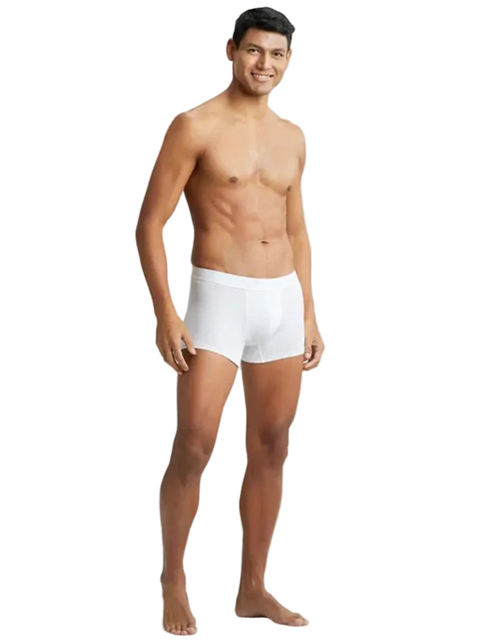 Tencel Micro Modal Cotton Elastane Stretch Solid Trunk with Natural StayFresh Properties - White