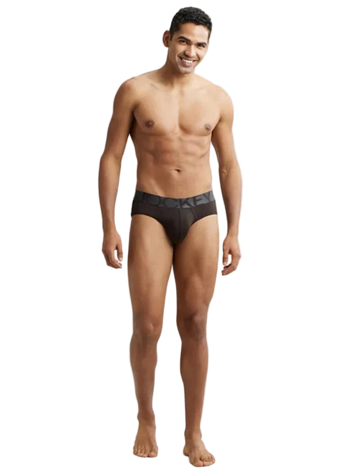 Men's Tactel Microfiber Elastane Stretch Solid Brief - Brown