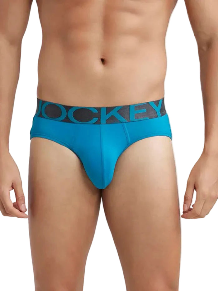 Men's Tactel Microfiber Elastane Stretch Solid Brief - Ocean Depth