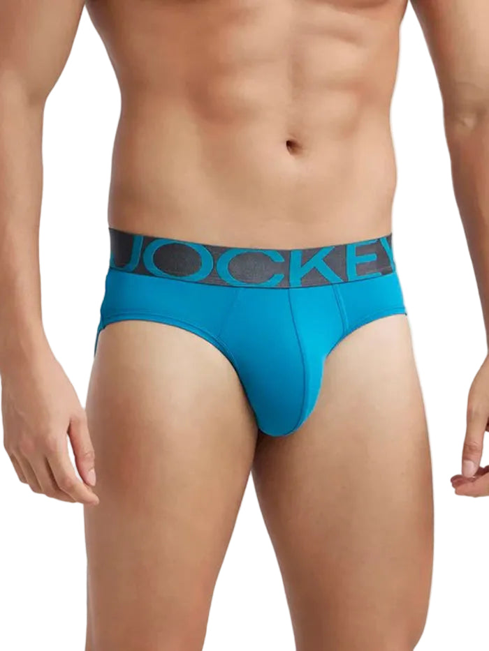 Men's Tactel Microfiber Elastane Stretch Solid Brief - Ocean Depth