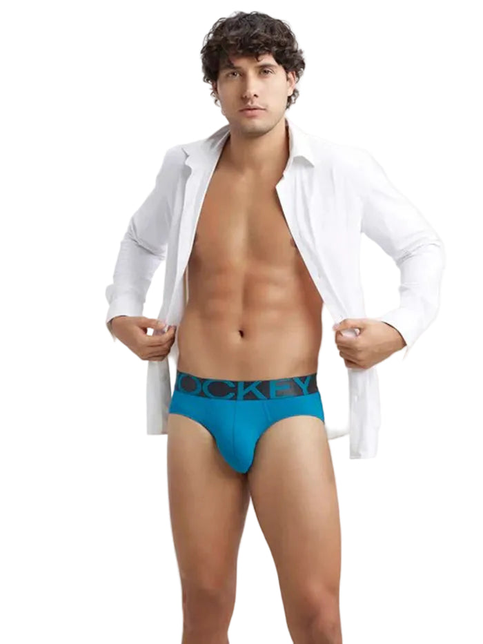 Men's Tactel Microfiber Elastane Stretch Solid Brief - Ocean Depth