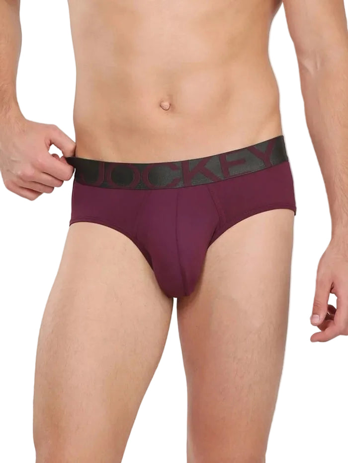 Men's Tactel Microfiber Elastane Stretch Solid Brief - Potent Purple