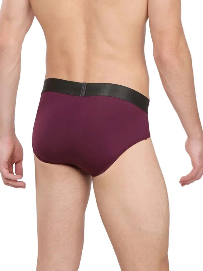 Men's Tactel Microfiber Elastane Stretch Solid Brief - Potent Purple