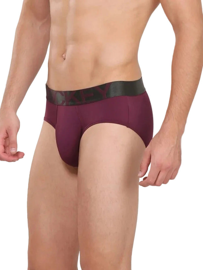 Men's Tactel Microfiber Elastane Stretch Solid Brief - Potent Purple