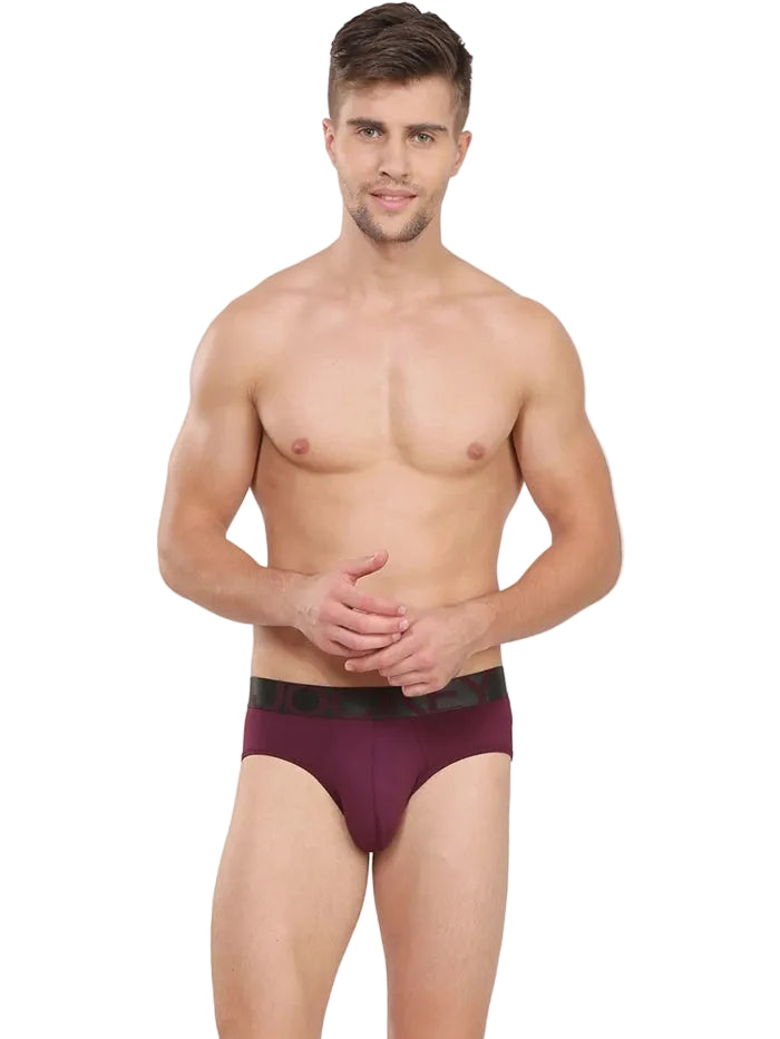 Men's Tactel Microfiber Elastane Stretch Solid Brief - Potent Purple