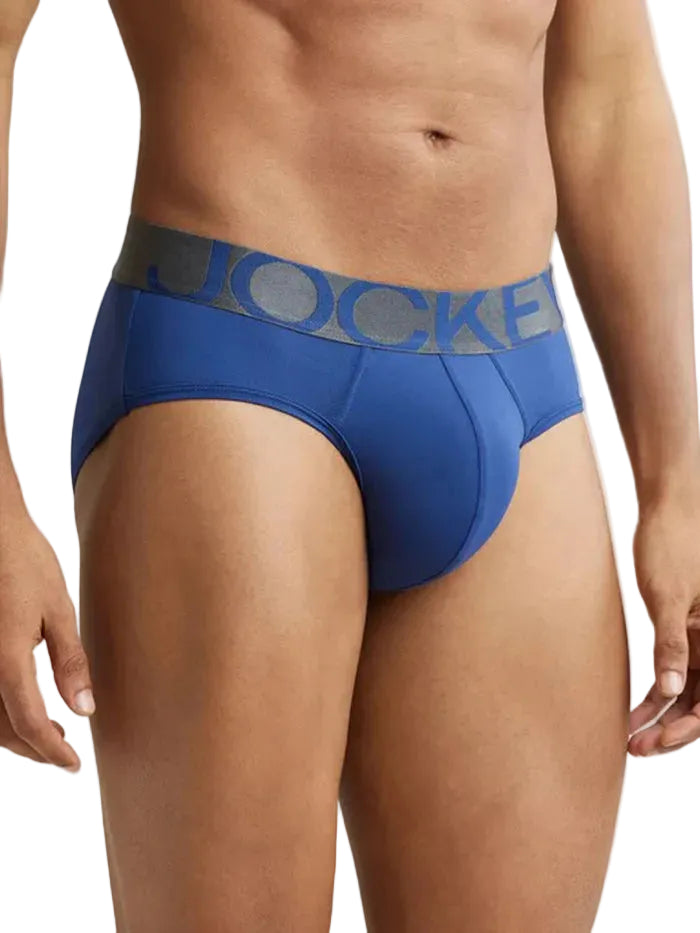 Men's Tactel Microfiber Elastane Stretch Solid Brief - Royal Blue