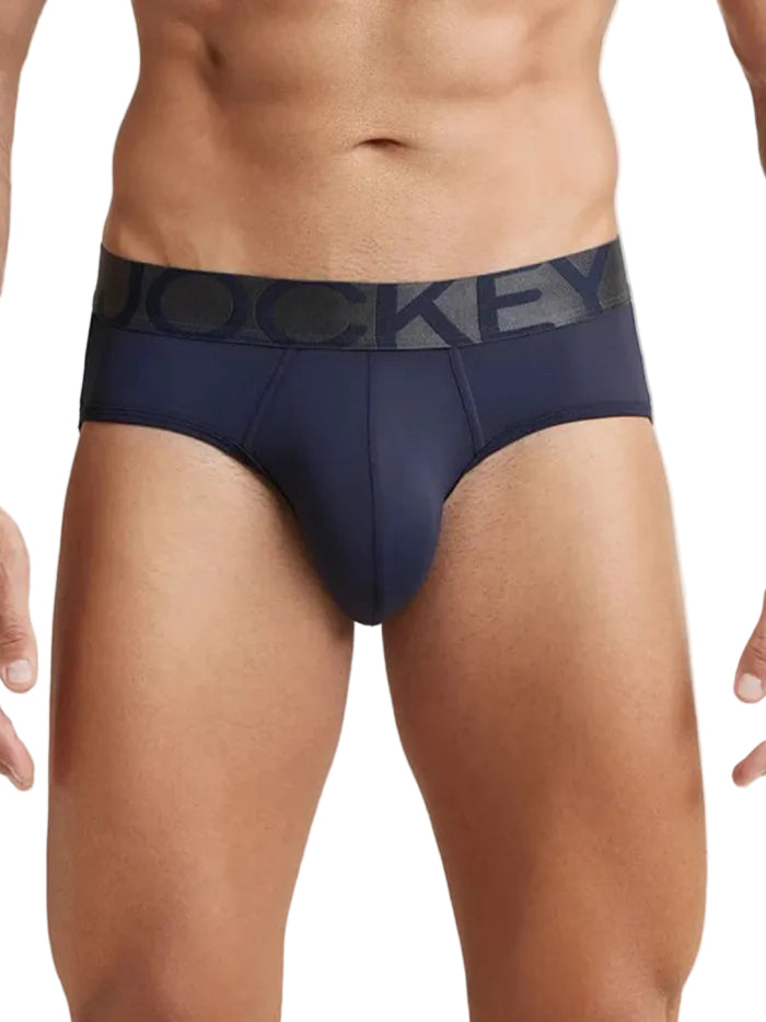 Men's Tactel Microfiber Elastane Stretch Solid Brief - True Navy