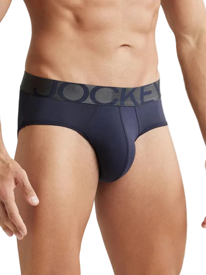 Men's Tactel Microfiber Elastane Stretch Solid Brief - True Navy