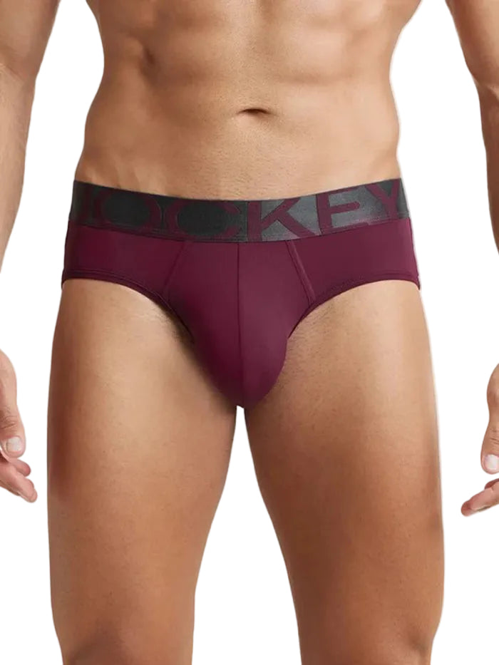 Men's Tactel Microfiber Elastane Stretch Solid Brief - Wine Tasting