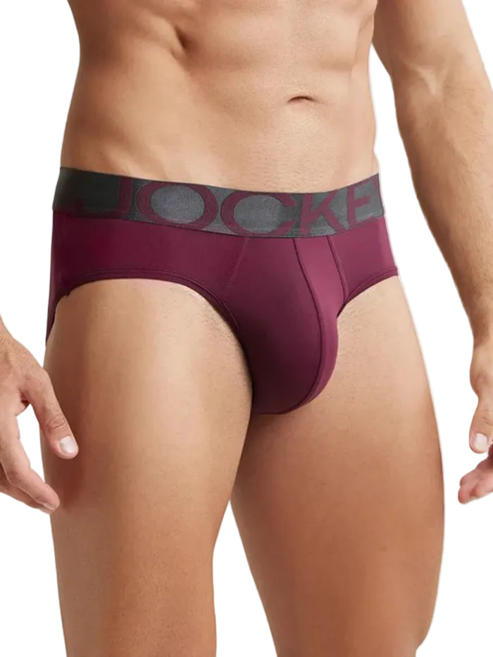 Men's Tactel Microfiber Elastane Stretch Solid Brief - Wine Tasting