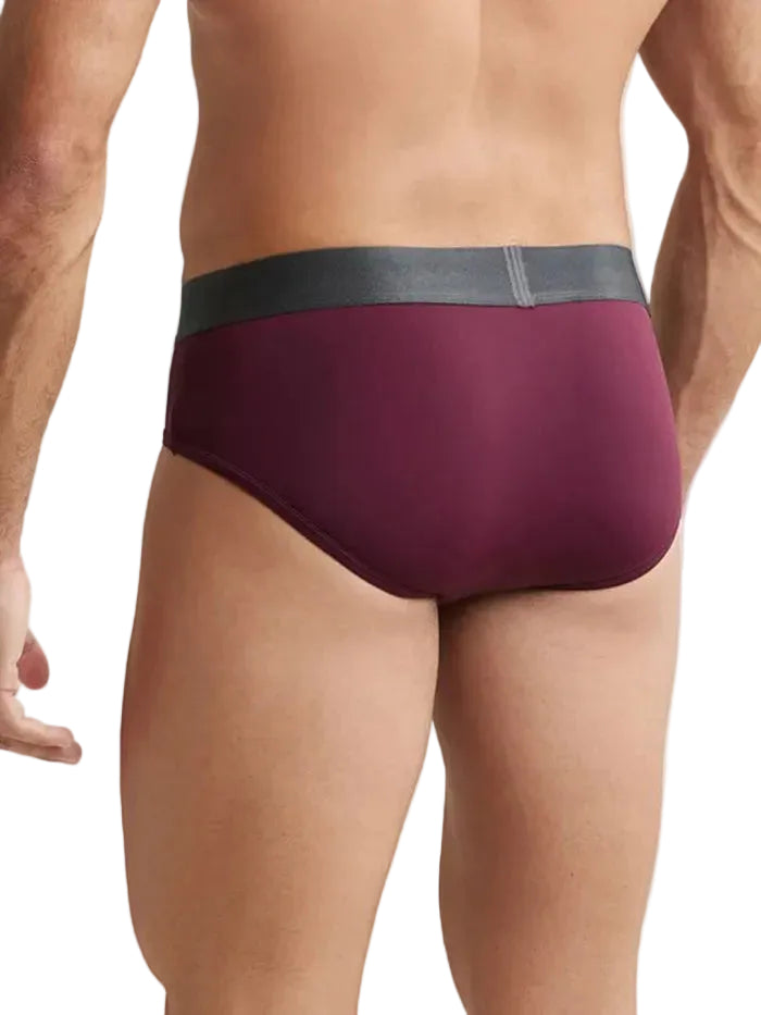 Men's Tactel Microfiber Elastane Stretch Solid Brief - Wine Tasting