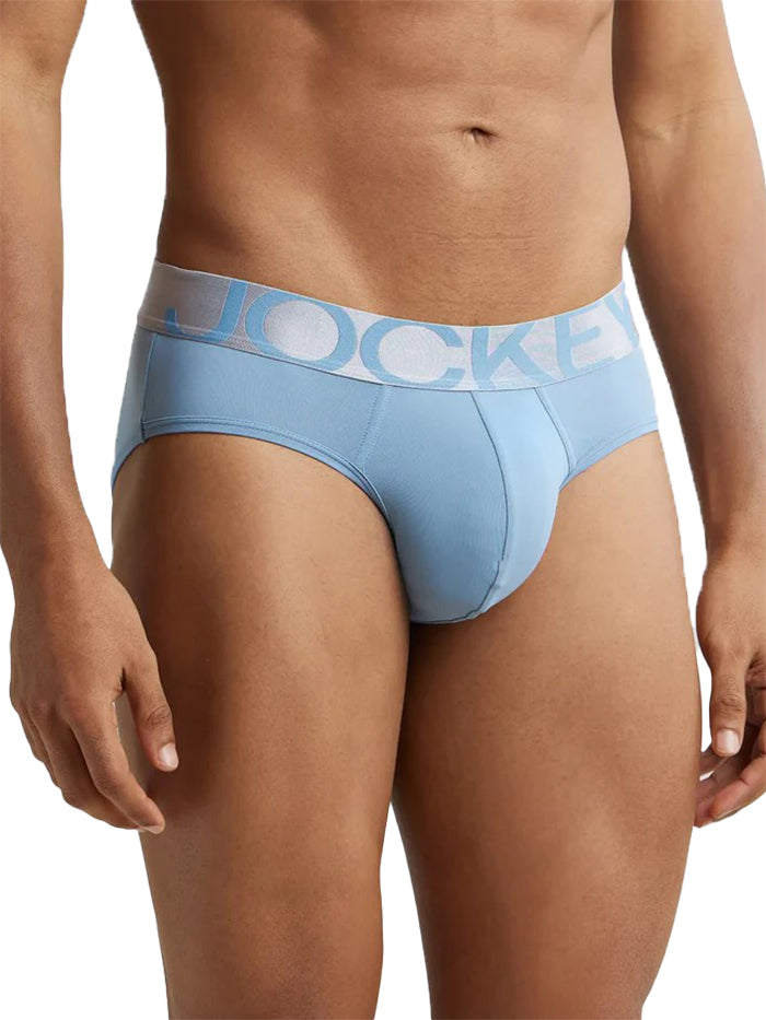 Men's Tactel Microfiber Elastane Stretch Solid Brief - Blue Shadow